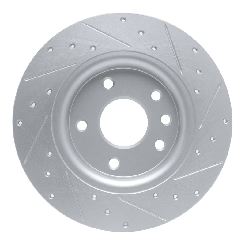 Chrysler Grand Caravan Brake Rotor (1) - Rear Left - R1 Concepts - Drilled & Slotted - Silver - `17-`25